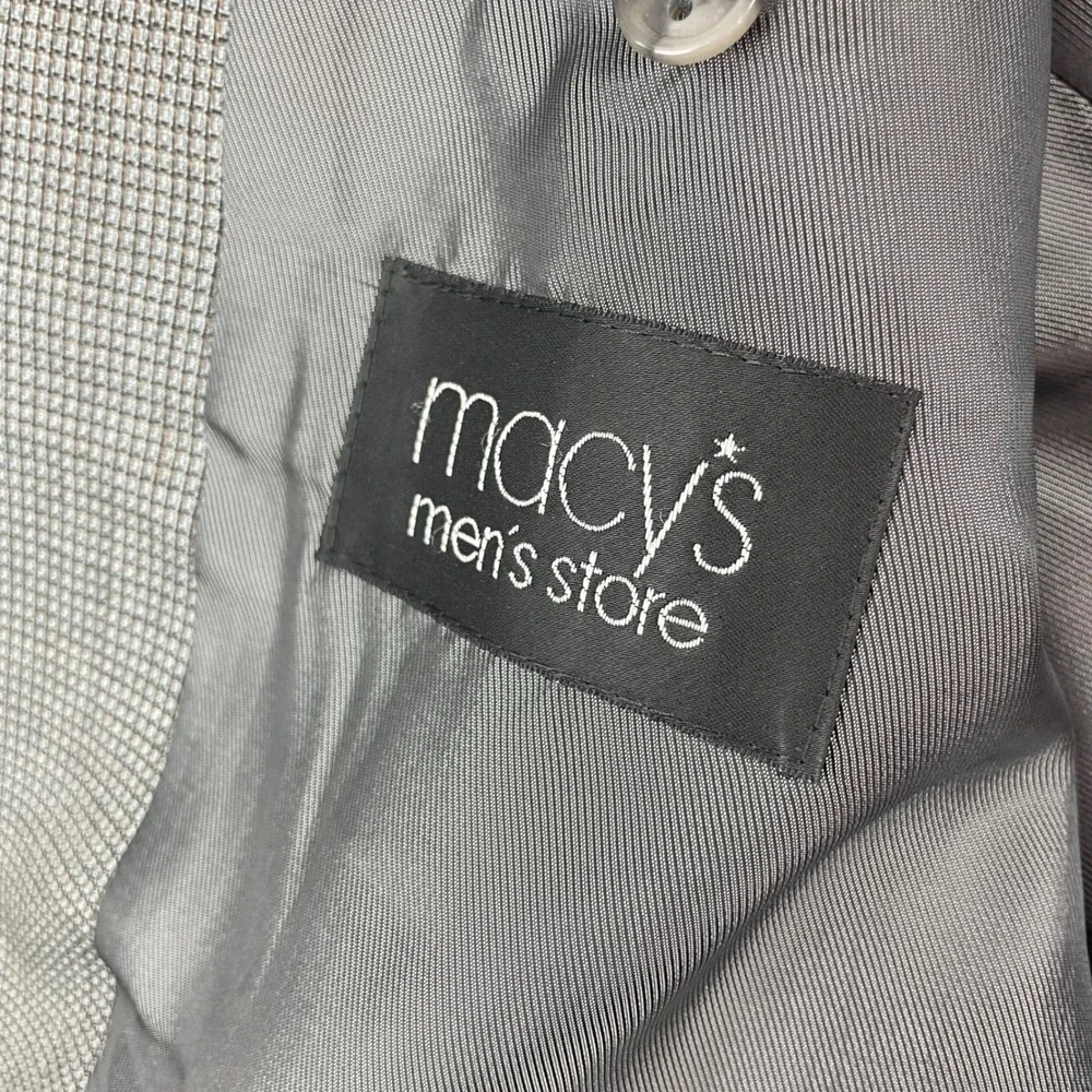 Calvin Klein Mens 40R Silk Wool Blazer Grey Micro Check Sport Coat Macy's